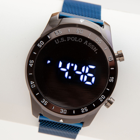 U.S. Polo Assn. Men's LED Mesh Strap Watch Blue - Ready Stock Malaysia — Blue