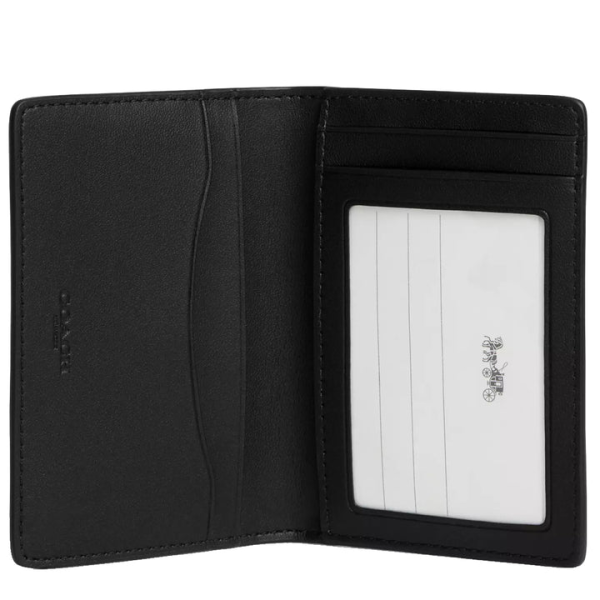 Coach ID Wallet In Signature Canvas Gunmetal/Khaki interior - CJ753 QBKHA