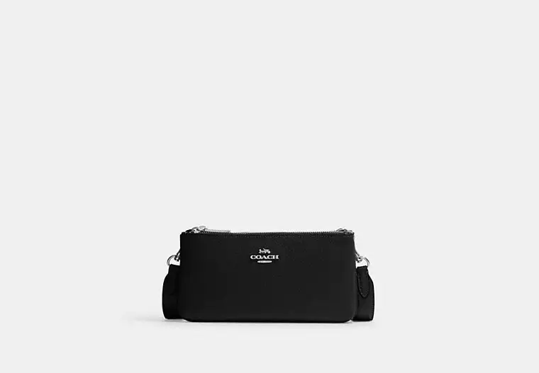 Coach Double Zip Crossbody Bag Silver/Black - Ready Stock Malaysia