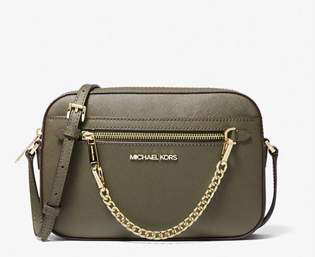 Michael Kors Jet Set Large Saffiano Leather Crossbody Bag Black