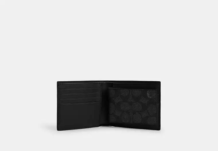 Coach 3-In-1 Wallet Varsity Stripe Charcoal Denim Chalk official