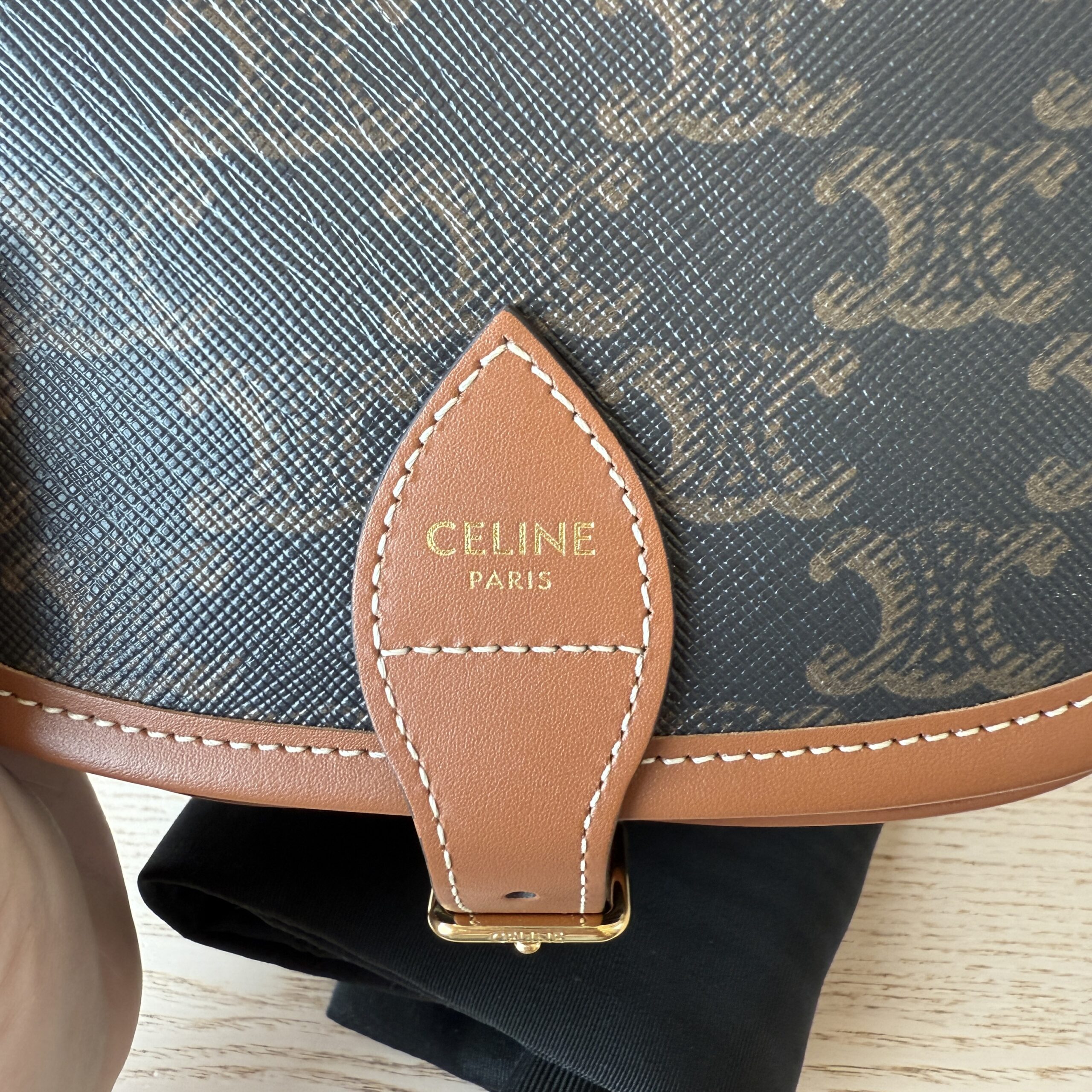 Celine Triomphe canvas medium tote bag tan natural