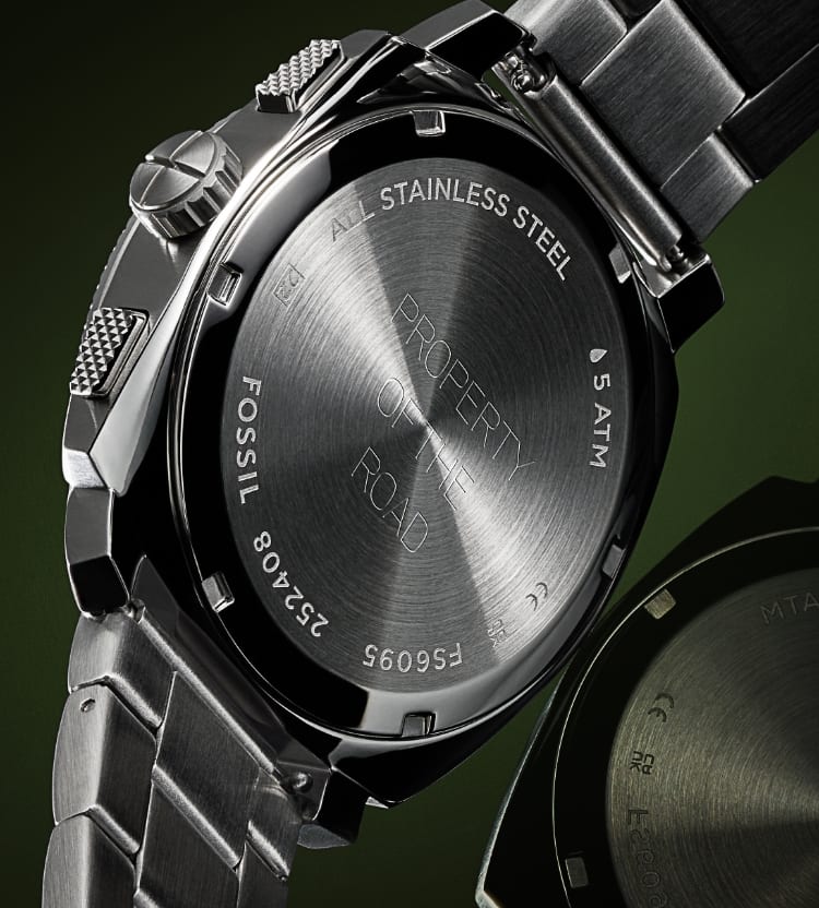 Fossil Machine chronograph stainless steel bracelet black dial sport watch