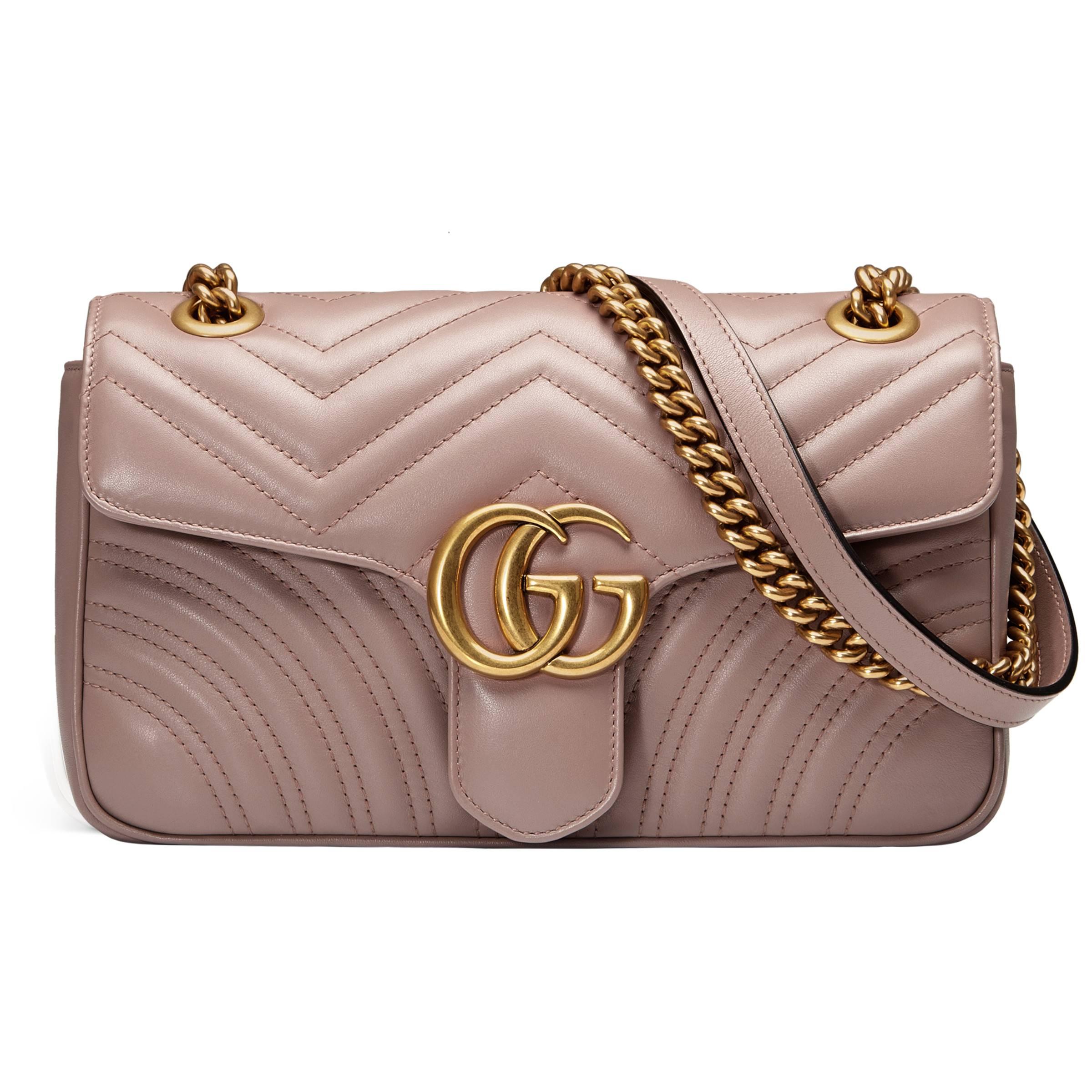 Gucci GG Marmont small shoulder bag matelasse pink rose gold hardware 2024