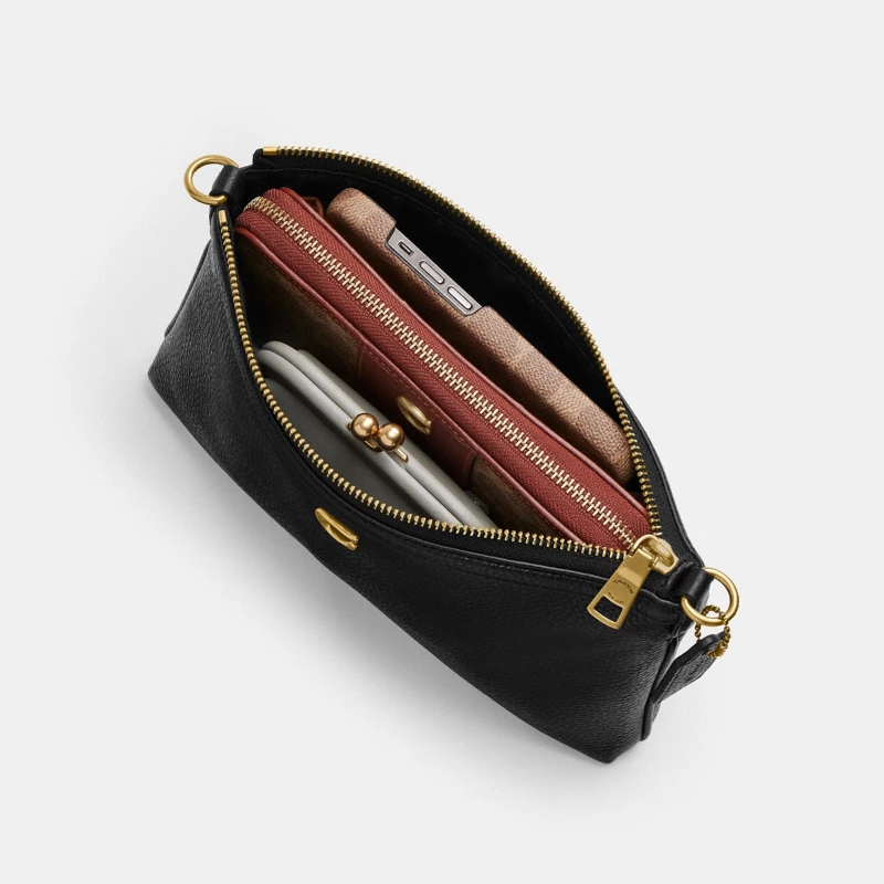 Coach Legacy Zip Top Crossbody Signature Leather tan black 2025