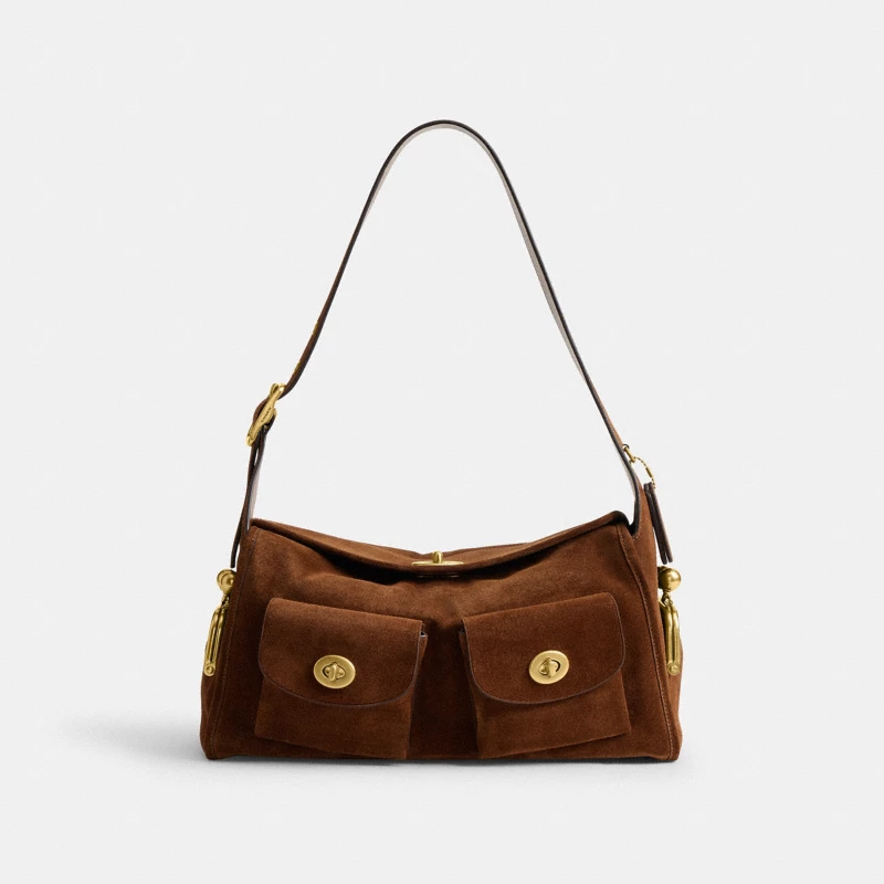 Coach Originals Turnlock Haversack Suede Rattan shoulder bag 2024