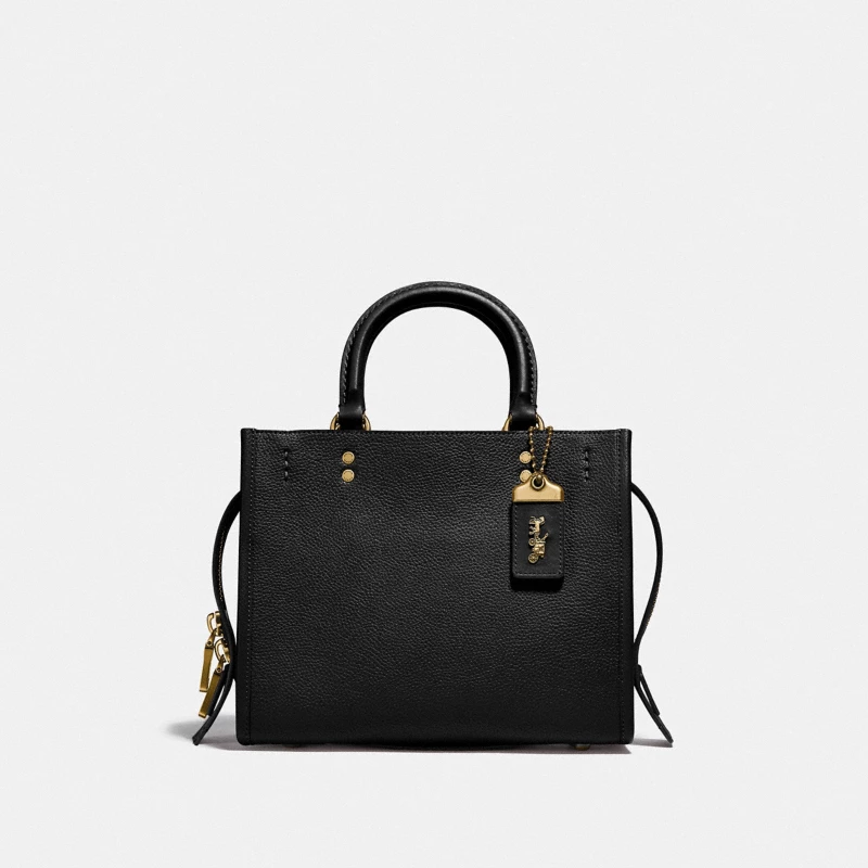 Coach Rogue 25 structured bag black smooth leather whipstitch 2024