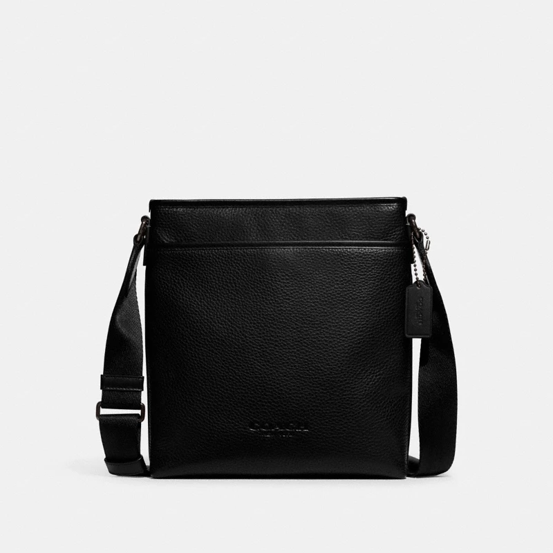 Coach Slim Crossbody smooth leather black tan minimalist 2025