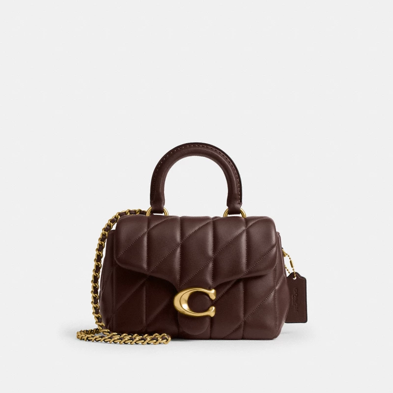 Coach Tabby Top Handle quilted leather bag black official 2024