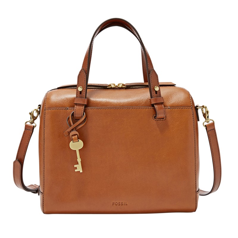 Fossil Emma satchel brown leather office bag 2024