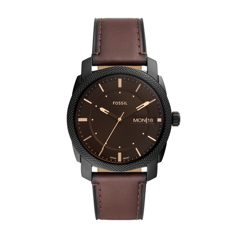 Fossil Nate Three-Hand Date brown leather strap watch 2024