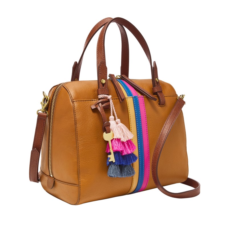 Fossil Rachel Large Satchel brown full grain leather tote 2024