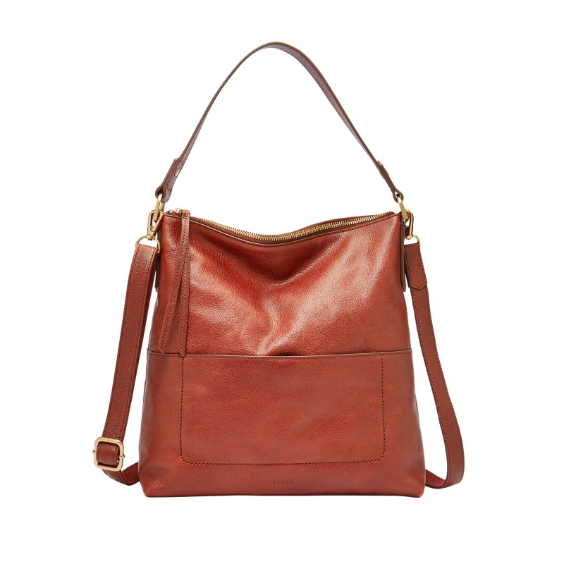 Fossil Ryle leather hobo bag medium tan brown genuine leather 2024