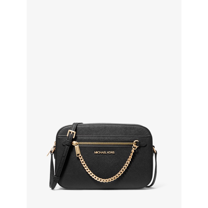 Michael Kors Jet Set Travel Bifold Wallet black saffiano gold MK logo 2025