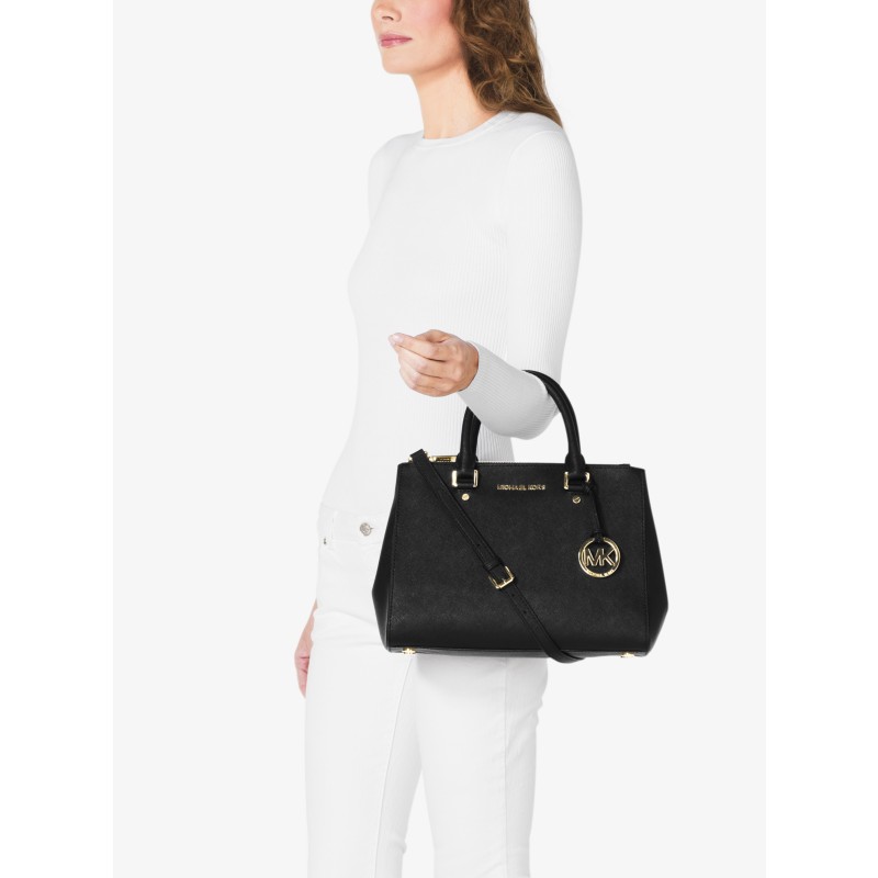 Michael Kors Sutton satchel black leather structured 2024