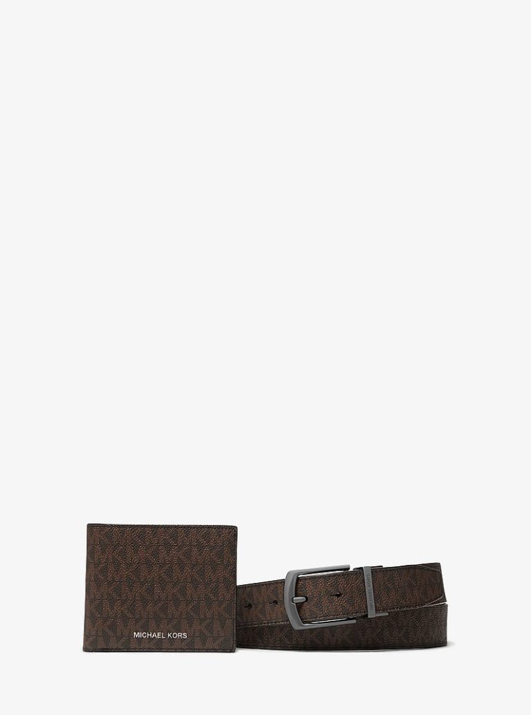 Michael Kors Signature Logo Wallet and Belt Gift Set - Preorder