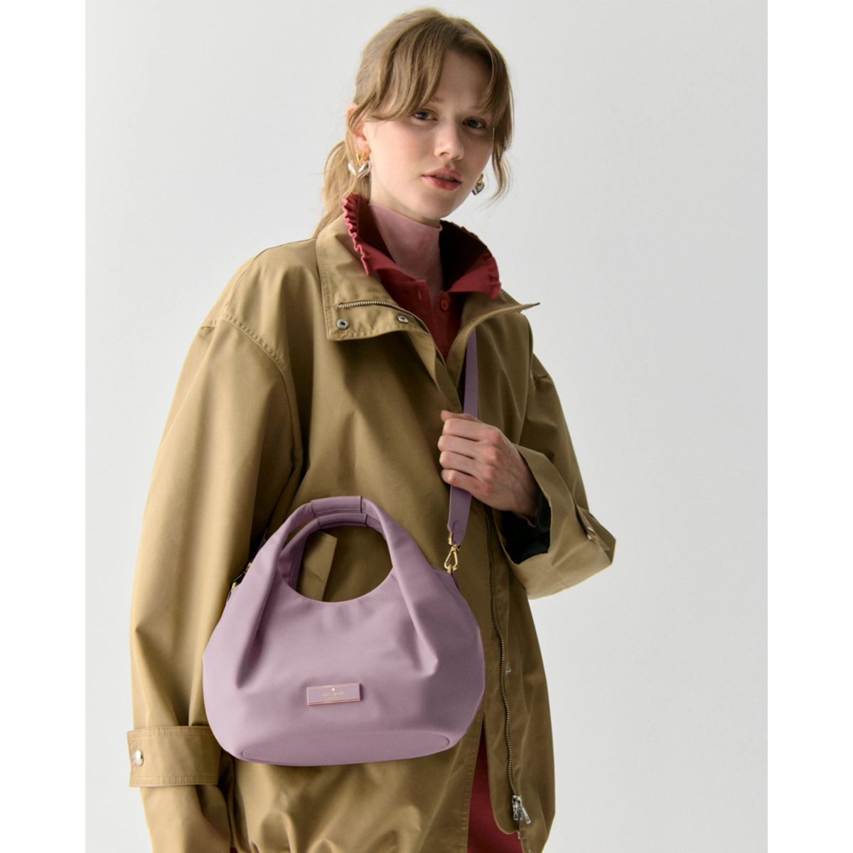 Kate Spade Carter Nylon Small Pleated Crossbody Lavender Smoke - Ready Stock Malaysia | Authentic from USA outlet | Amaboxly Malaysia