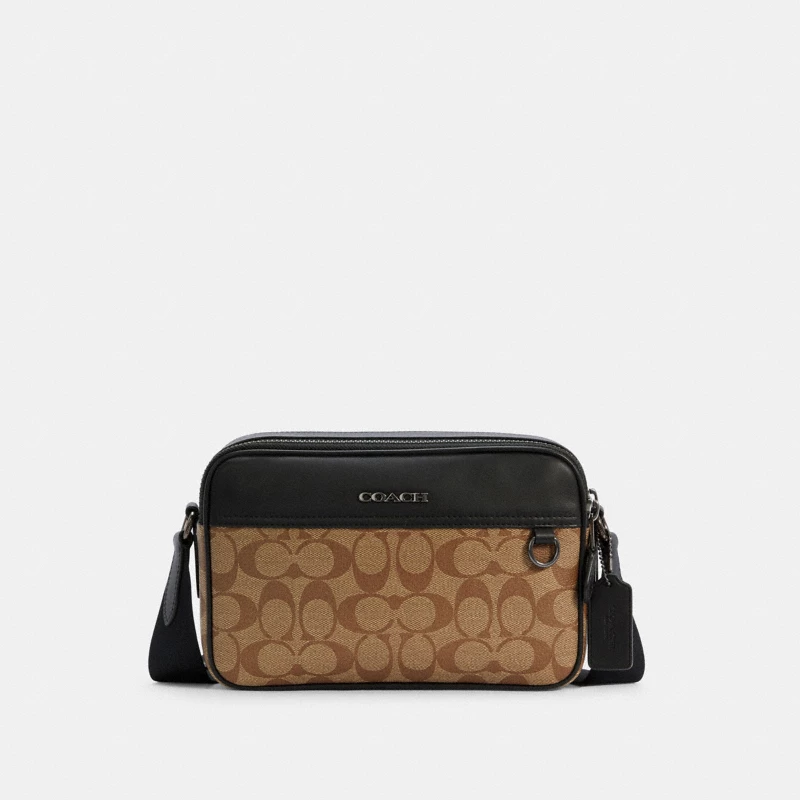 Coach Graham Crossbody Signature Canvas Tan Gunmetal 2024