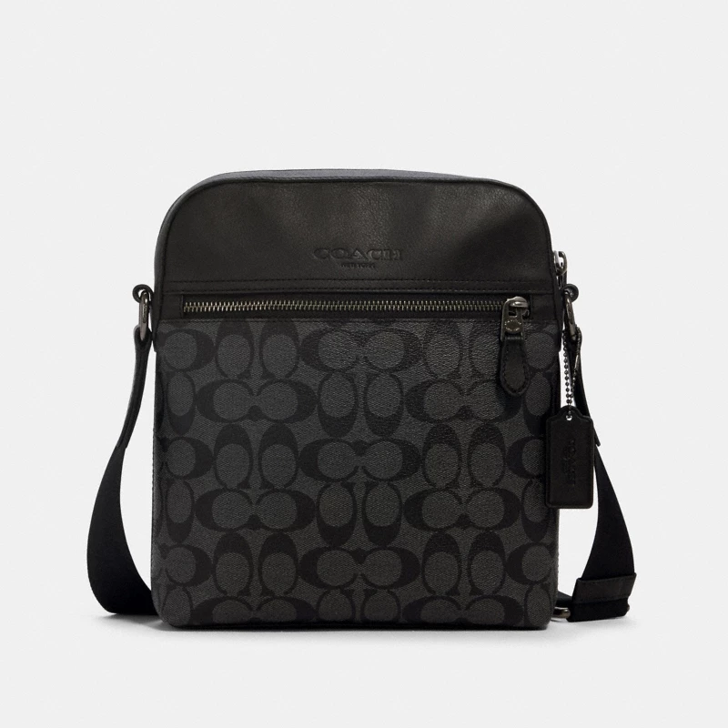 Coach Houston Flight Bag Signature Canvas Gunmetal Charcoal 2024