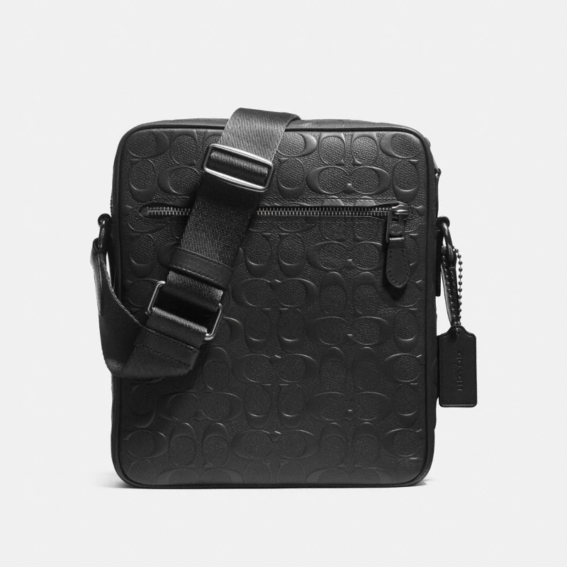Coach Houston Flight Bag Signature Leather Gunmetal Black 2024