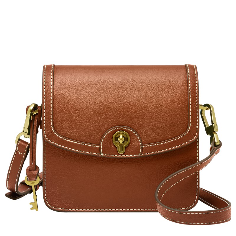 Fossil Harper Leather Small Flap Crossbody Purse women brown black 2026