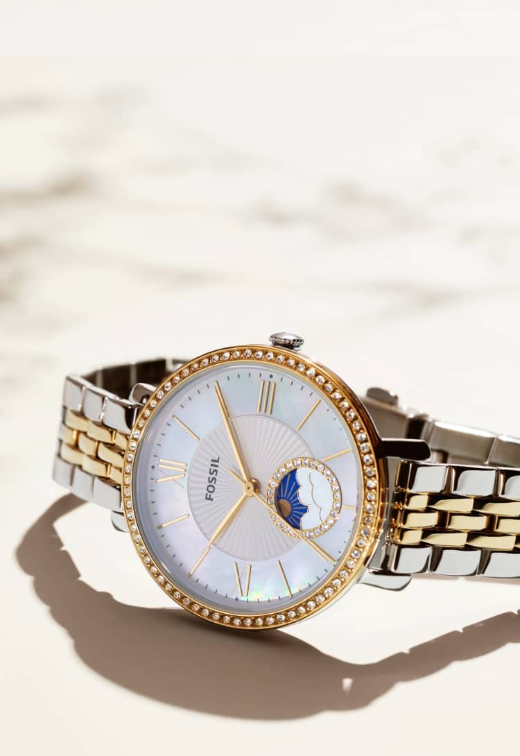 Fossil Jacqueline women watch rose gold leather strap elegant