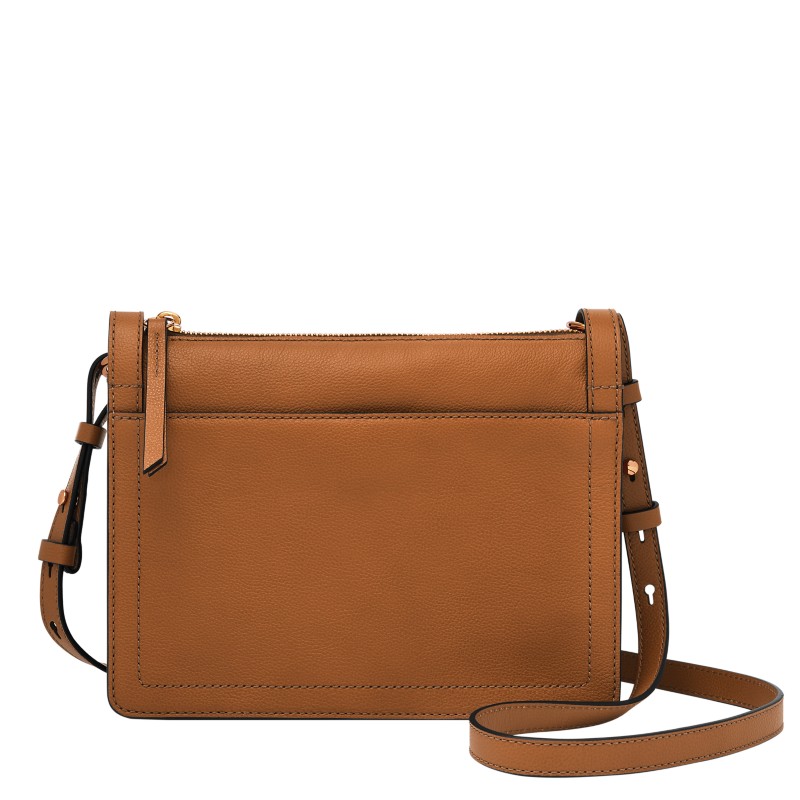 Fossil Sydney crossbody bag genuine leather brown caramel minimal date night