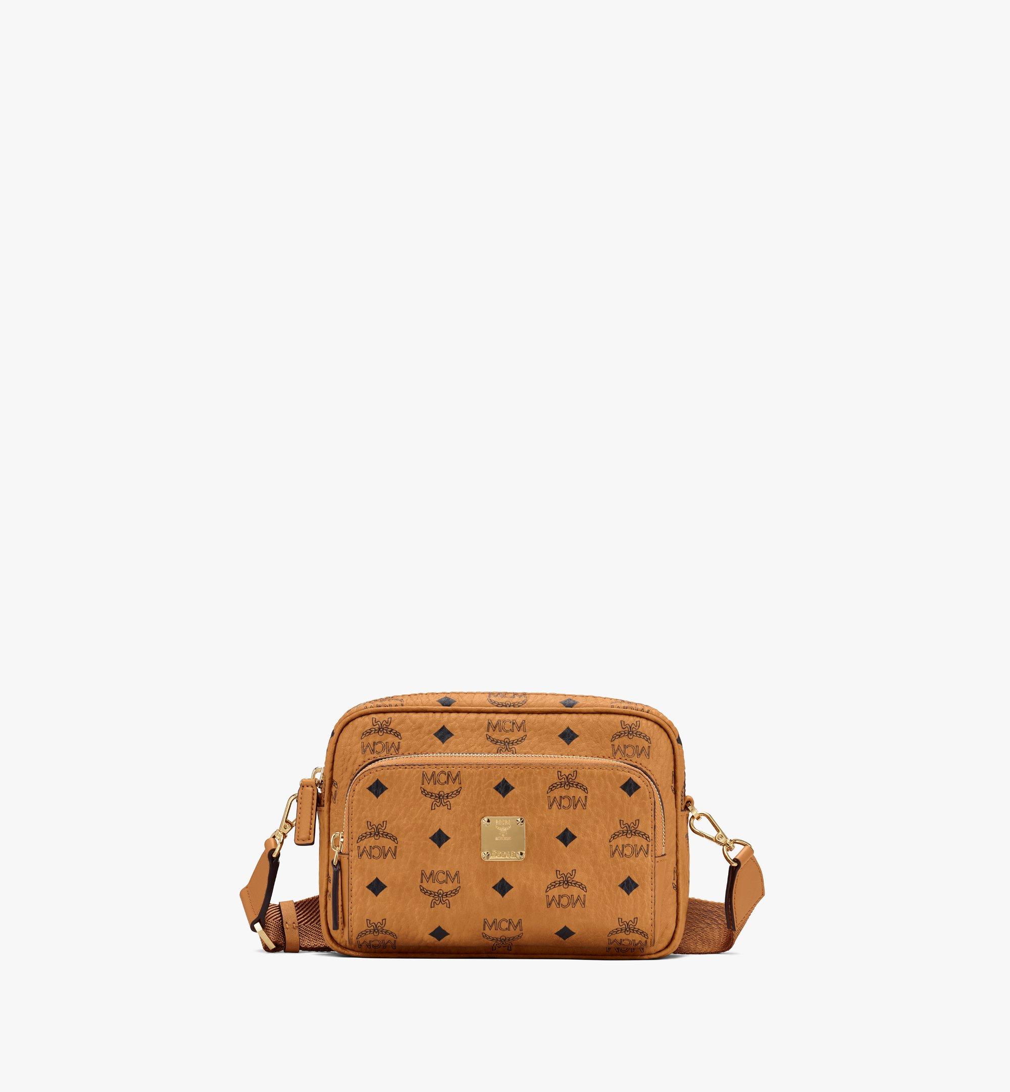 MCM Aren crossbody bag small leather adjustable strap cognac 2026