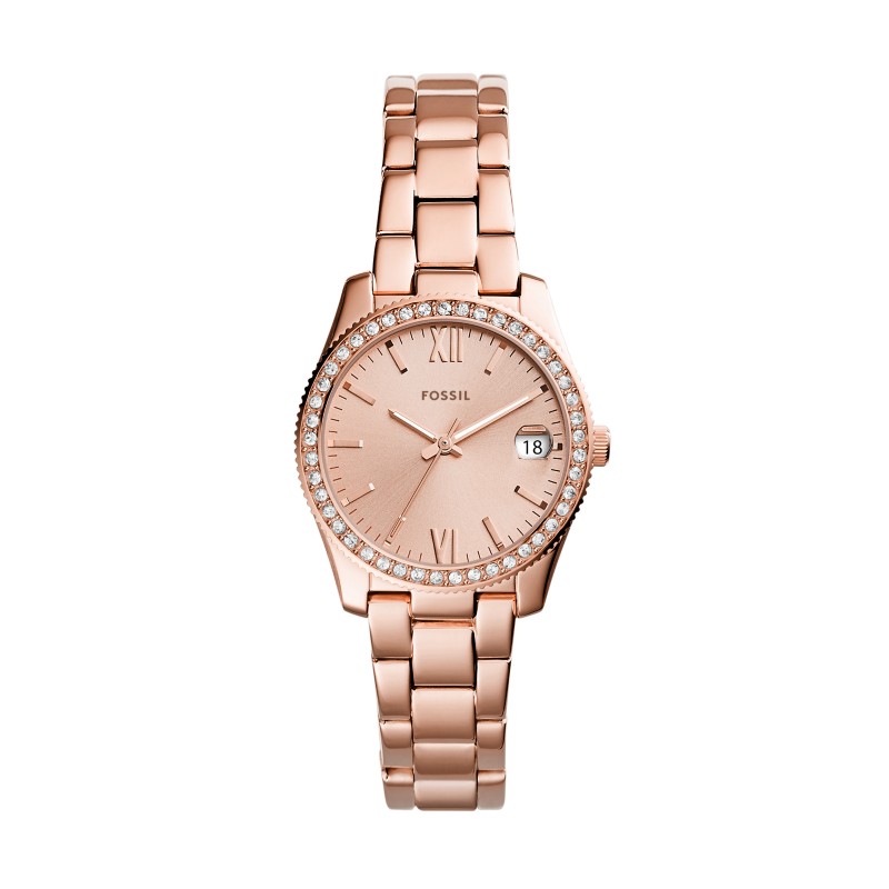 Fossil Scarlette Mini 32mm rose gold stainless steel bracelet women 2023