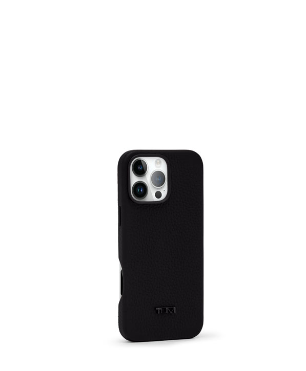TUMI Leather MagSafe iPhone 16 Pro Max Case Black back view