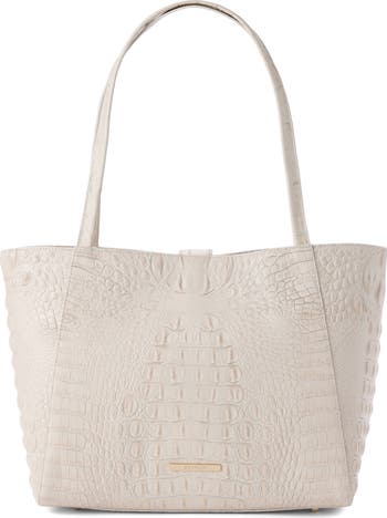Brahmin Mona tote neutral tan beige cream leather satchel lifestyle