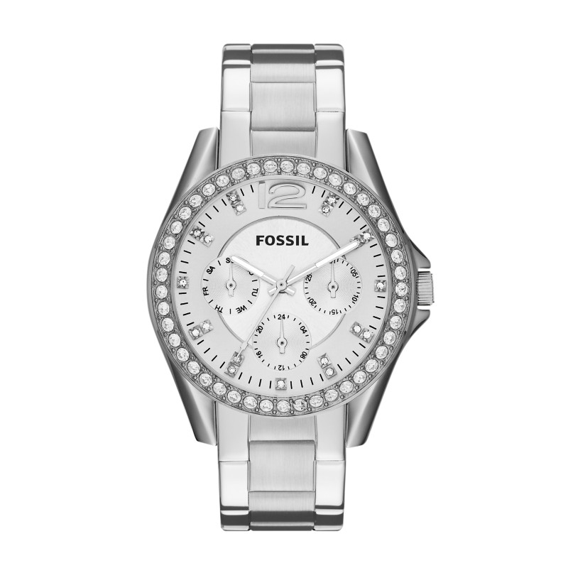 Fossil BQ2565 Minimalist ultra thin silver mesh watch white dial