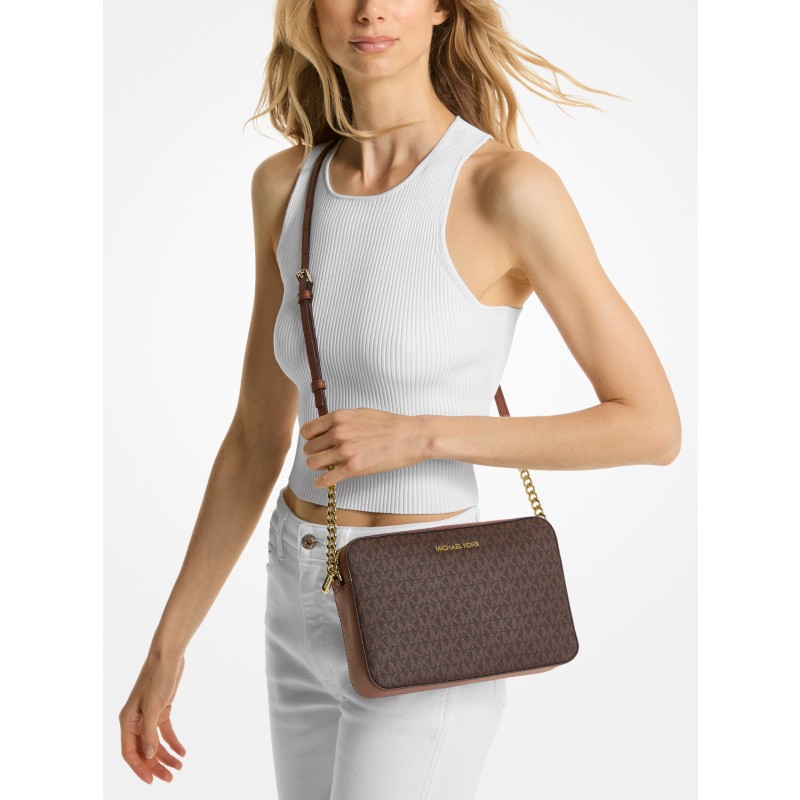 Michael Kors Jet Set Large Logo Crossbody brown signature 2026