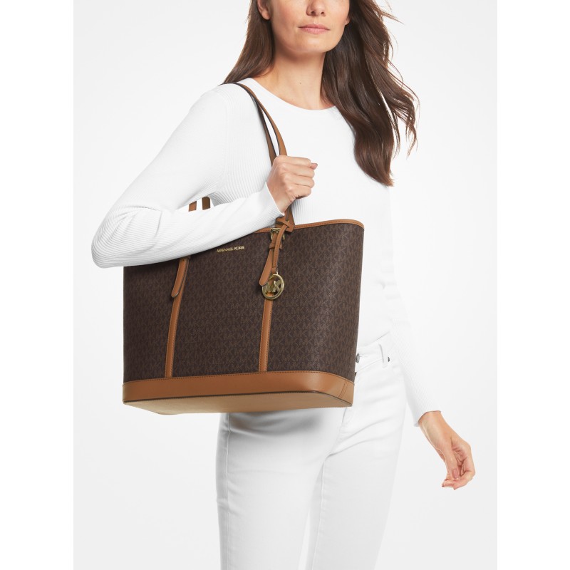 Michael Kors Jet Set Travel large tote bag signature MK monogram brown 2024