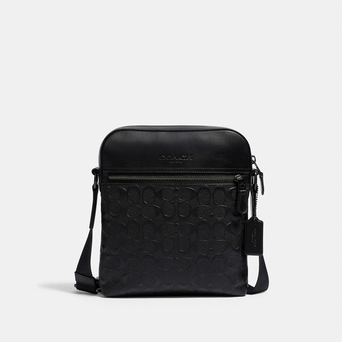 Coach Houston Flight Bag Signature Leather Gunmetal Black