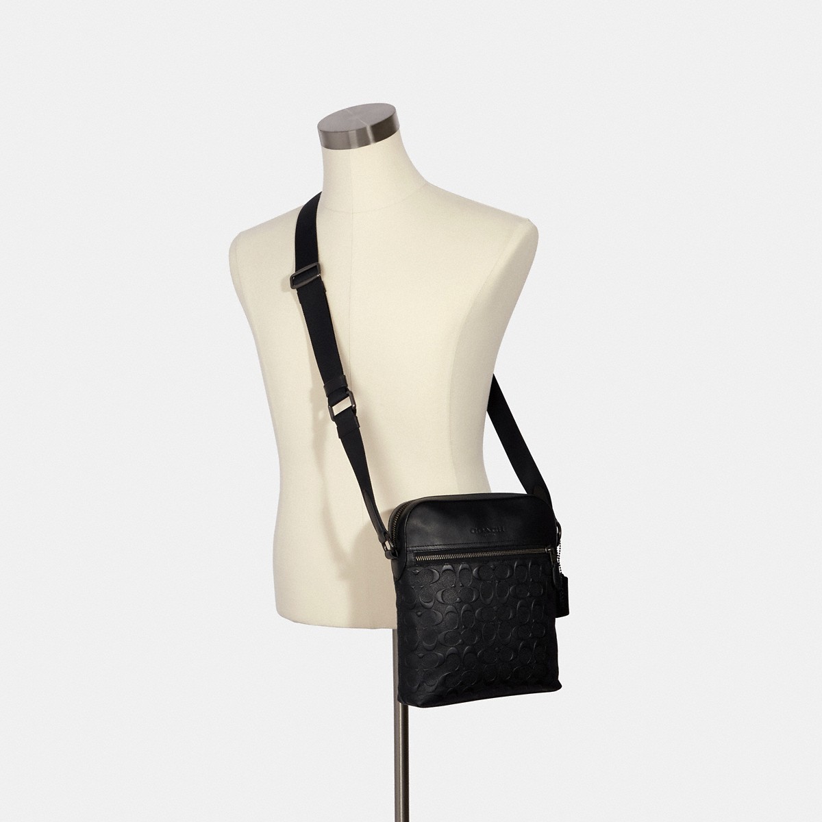 Coach Houston Flight Bag In Signature Leather Gunmetal/Black