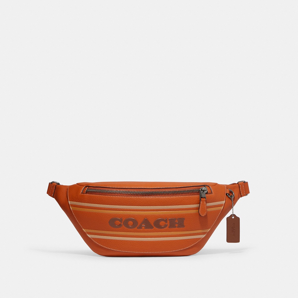 Coach Warren Belt Bag With Coach Stripe Black Antique Nickel/Canyon Multi