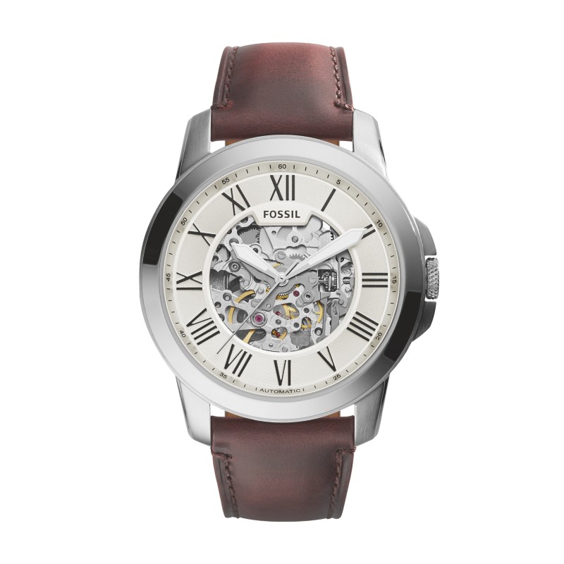 Fossil Jacqueline Automatic women watch skeleton dial open heart leather strap 2024