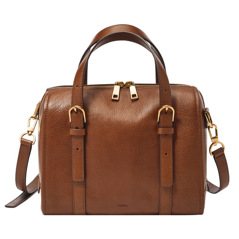 Fossil Sydney Satchel cognac brown leather structured professional bag 2026