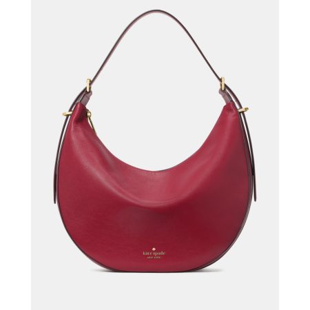 Kate Spade Nova Smooth Leather Large Crescent Shoulder Bag Red Jam - Ready Stock Malaysia — Red Jam