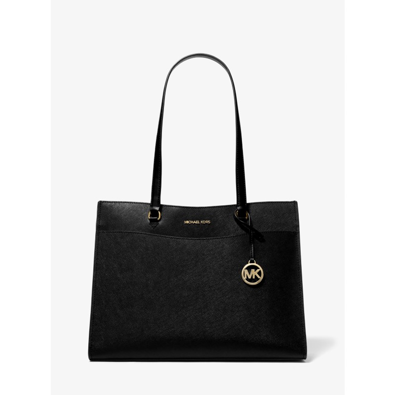 Michael Kors Jet Set Large Saffiano Leather Tote Black 2024 official