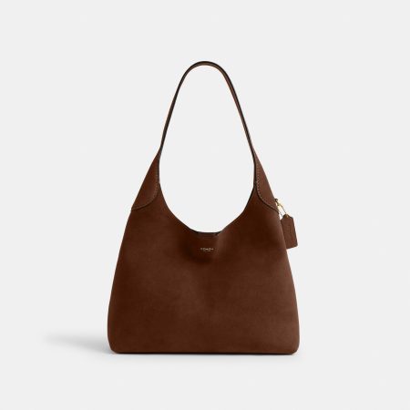 Coach Brooklyn Shoulder Bag 34 - Preorder — Brass/Warm Brown (Suede)