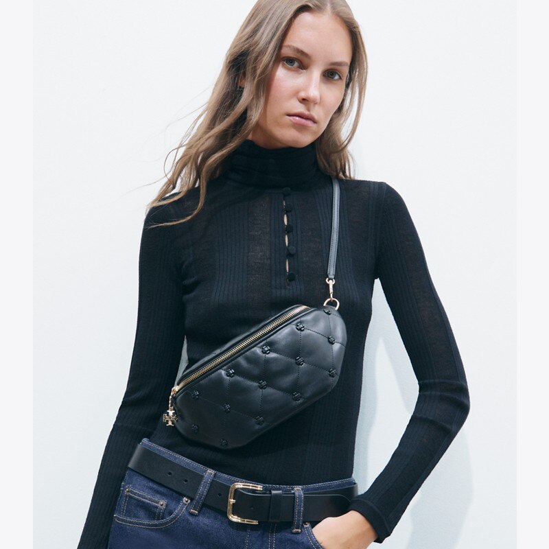 Tory Burch Charlie Croc-Embossed Shoulder Bag Black 2026