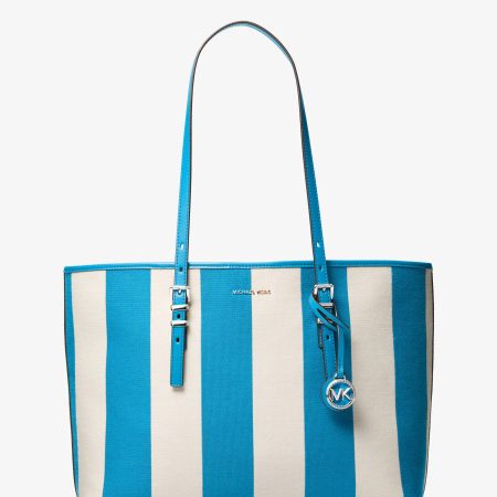Michael Kors Quinn Large Striped Canvas Tote Bag - Preorder — Milos Blue