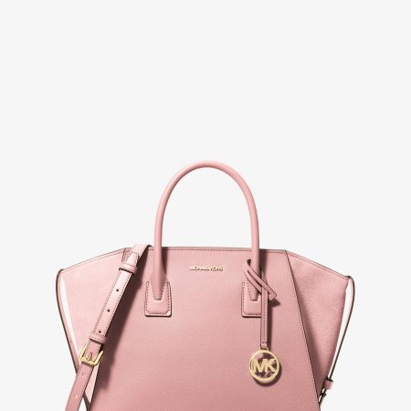 Michael Kors Avril Large Leather and Suede Satchel - Preorder — Powder Blush