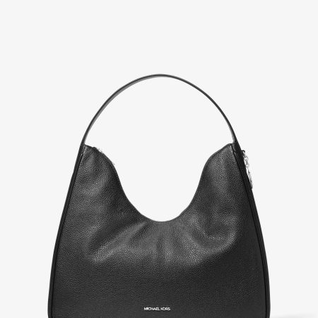 Michael Kors Nayla Medium Pebbled Leather Hobo Shoulder Bag - Preorder — Black