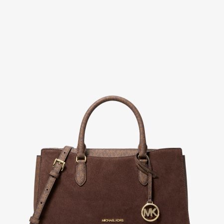 Michael Kors Arden Medium Signature Logo Top-Zip Satchel - Preorder — Nutmeg