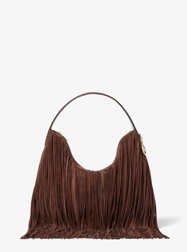 Michael Kors Nayla Medium Fringed Suede Hobo Shoulder Bag - Preorder