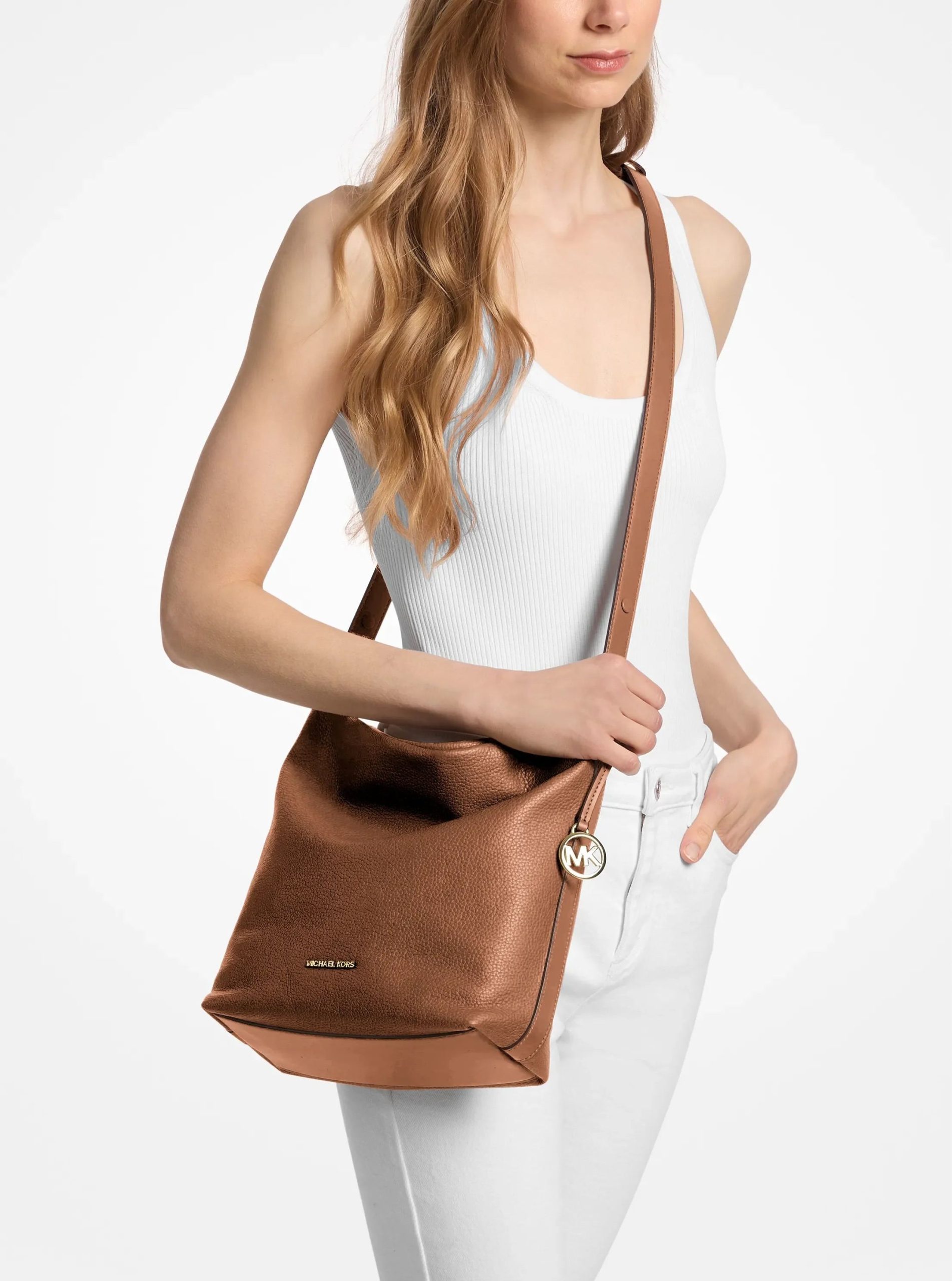 Michael Kors Roey Medium Pebbled Leather Bucket Messenger Bag - Preorder