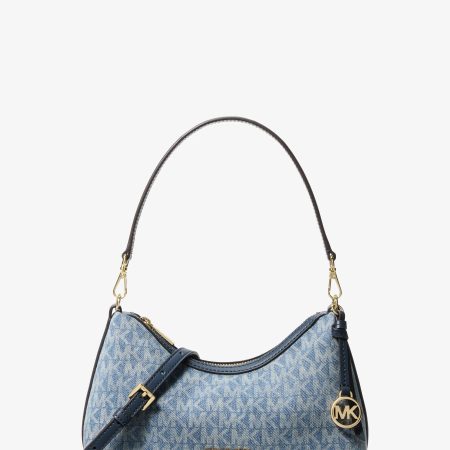 Michael Kors Sammy Small Signature Logo Print Denim Convertible Crossbody Bag - Preorder — Lt Vtblu Wsh